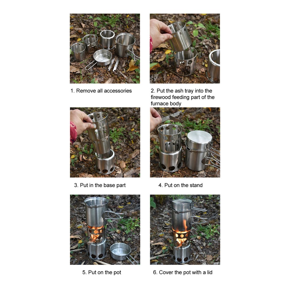 Camping Cooking Set Stainless Steel - Durable Stainless Steel Camping Cookware Set