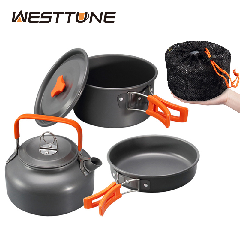 Camping Cooking Kettle - WESTTUNE Camping Cookware Kit Aluminum Outdoor