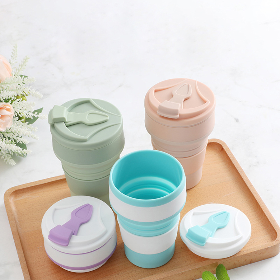 Camping Cooking Food - 350ML Food-Grade Silicone Folding Cup, With