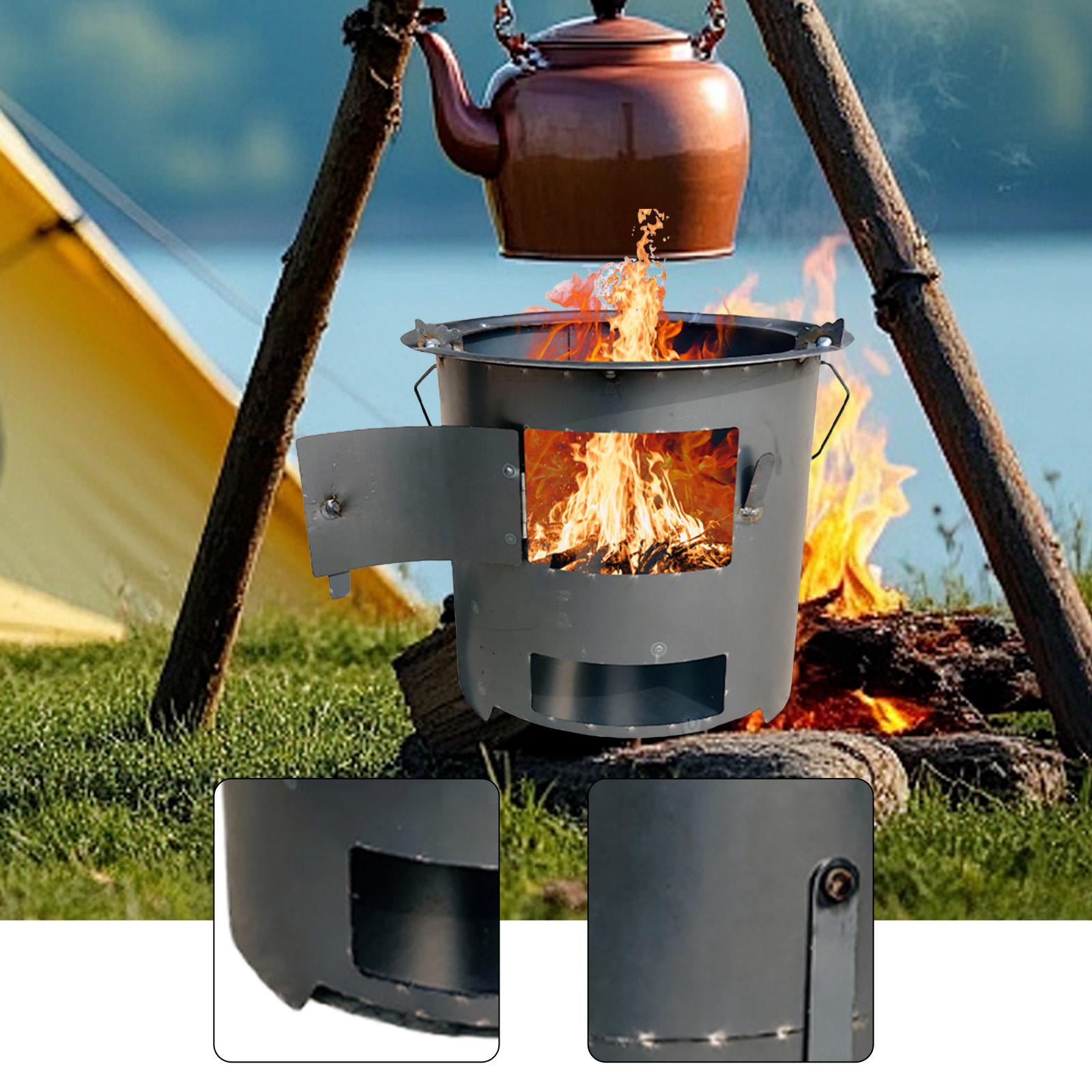 Camping Cooking Over Fire - Wood Burning Furnace Cook over Fire