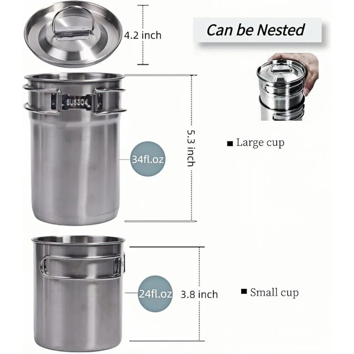 Foldable Camping Cups Mugs Cam - огляд і ціна Camping Cooking Set Stainless Steel