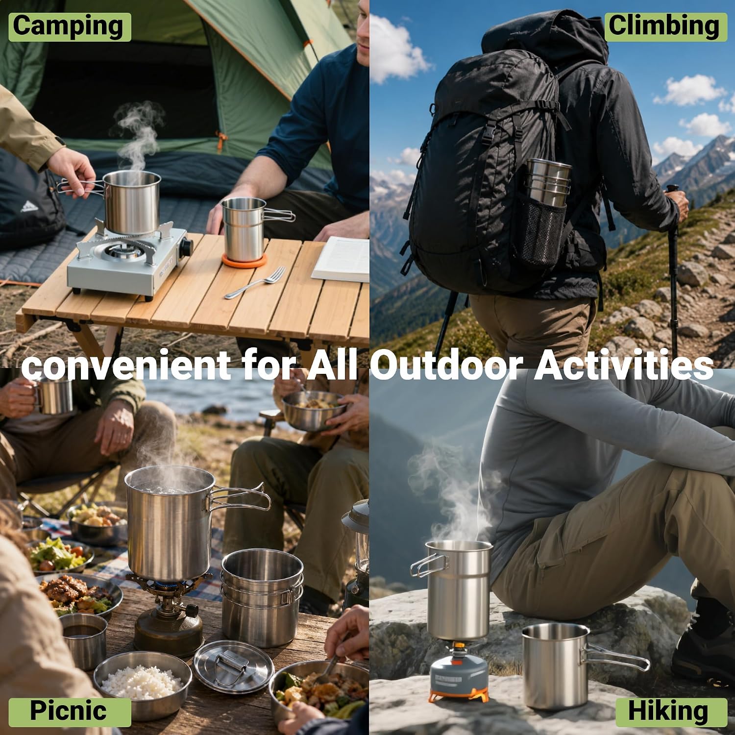 Foldable Camping Cups Mugs Cam - огляд і ціна Camping Cooking Set Stainless Steel