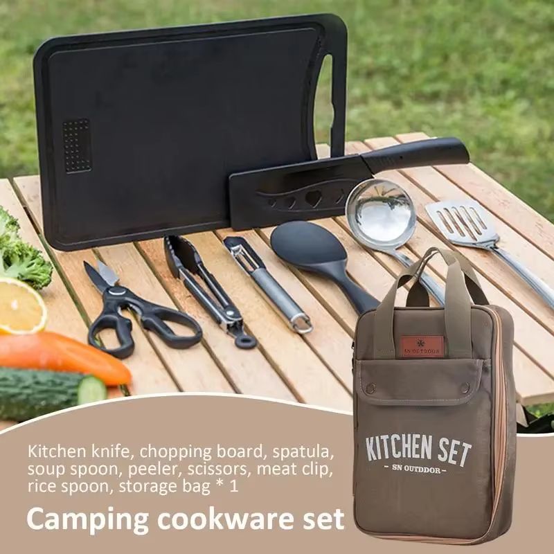 8pcs Camping Kitchen Cookware  - огляд і ціна Camping Cooking Set Stainless Steel