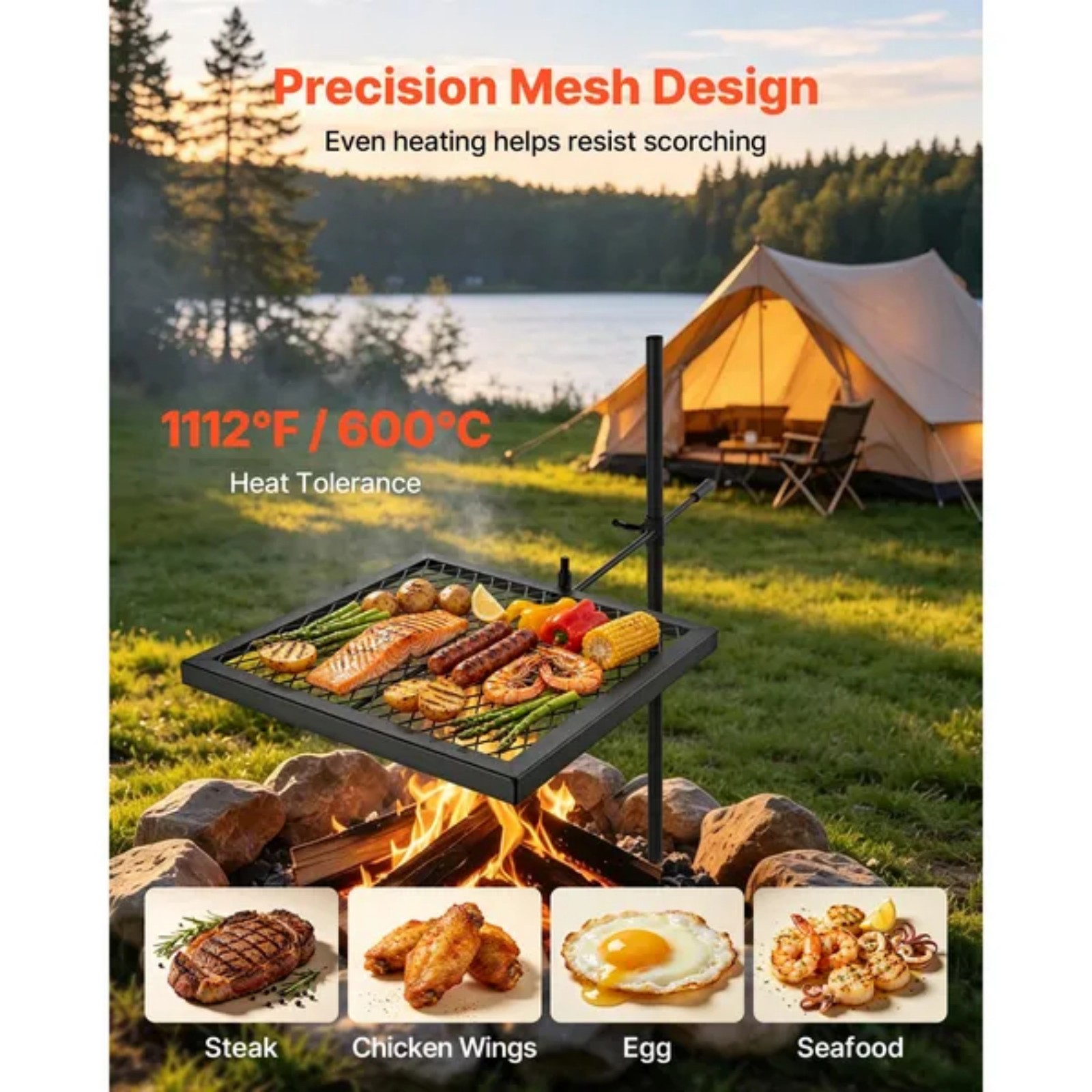 Heavy Duty Swivel Campfire Gri - огляд і ціна Camping Cooking Over Fire
