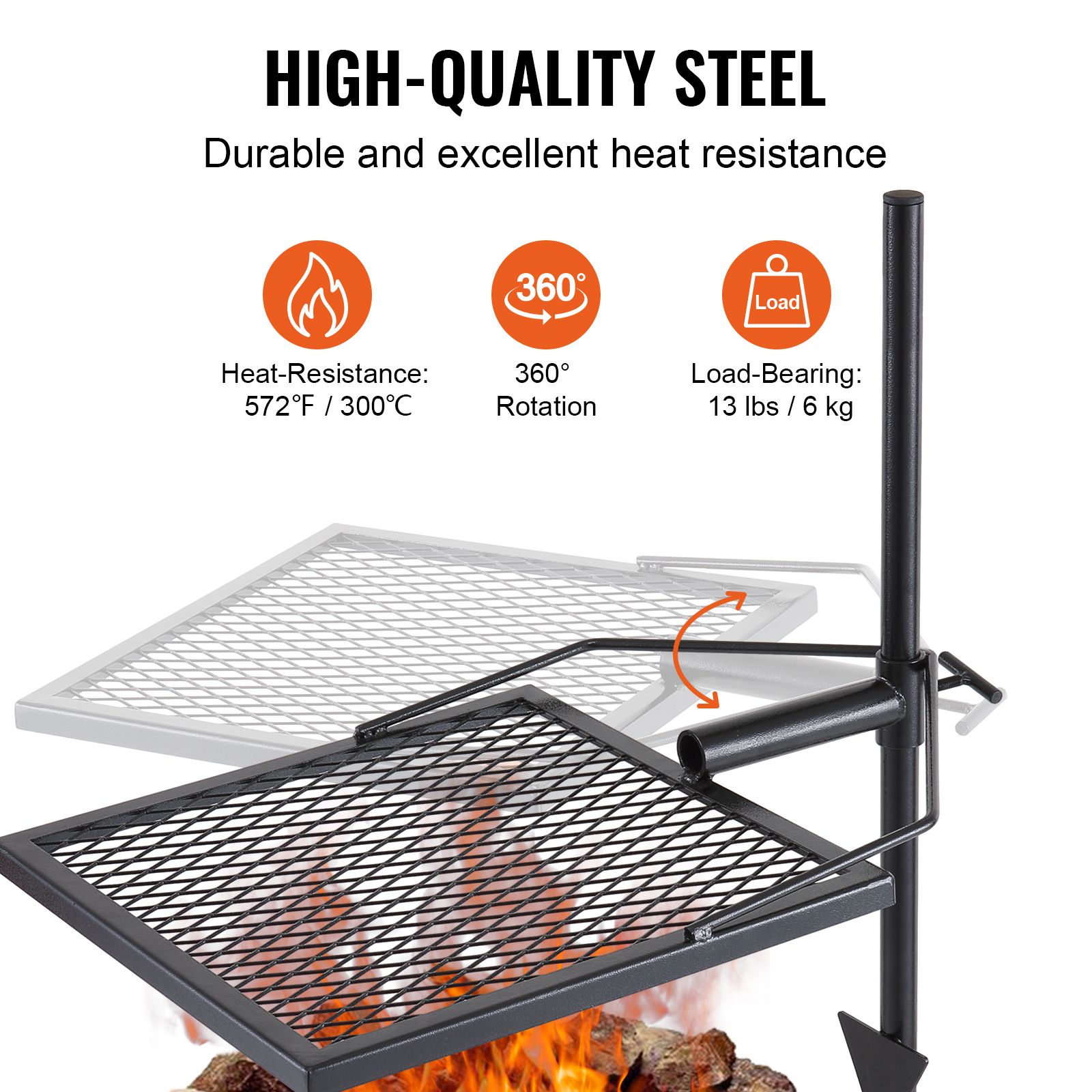Swivel Campfire Grill, Fire Pi - огляд і ціна Camping Cooking Over Fire