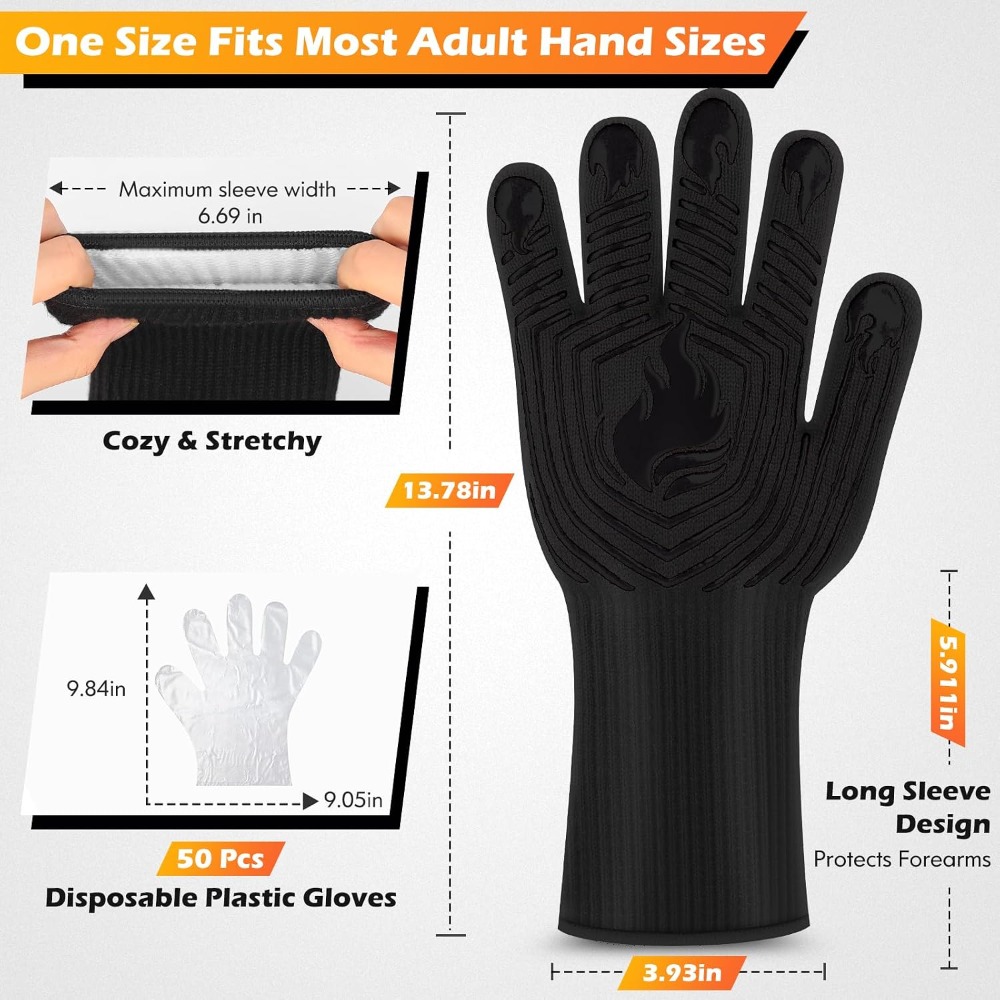 BBQ Gloves, 1472°F Heat Resist - огляд і ціна Camping Cooking
